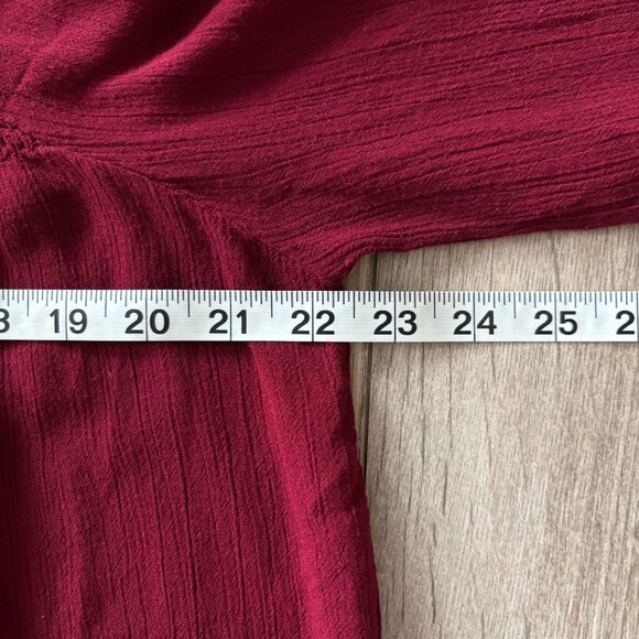 Chelsea & Violet Off-the-Shoulder Burgundy Blouse Bell Sleeve Womens XS Boho Y2K - Picture 9 of 16